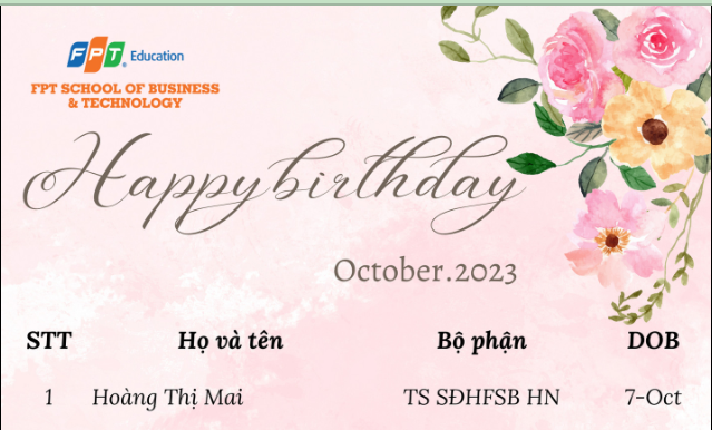 Chúc mừng sinh nhật Mùa Thu tháng 10.