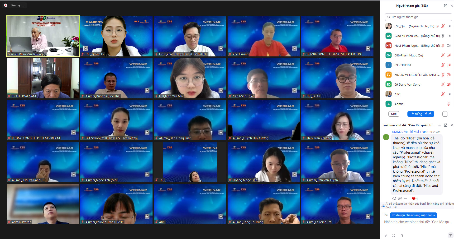 GS. Phan Văn Trường chia sẻ cùng cộng đồng FSB Alumni toàn quốc