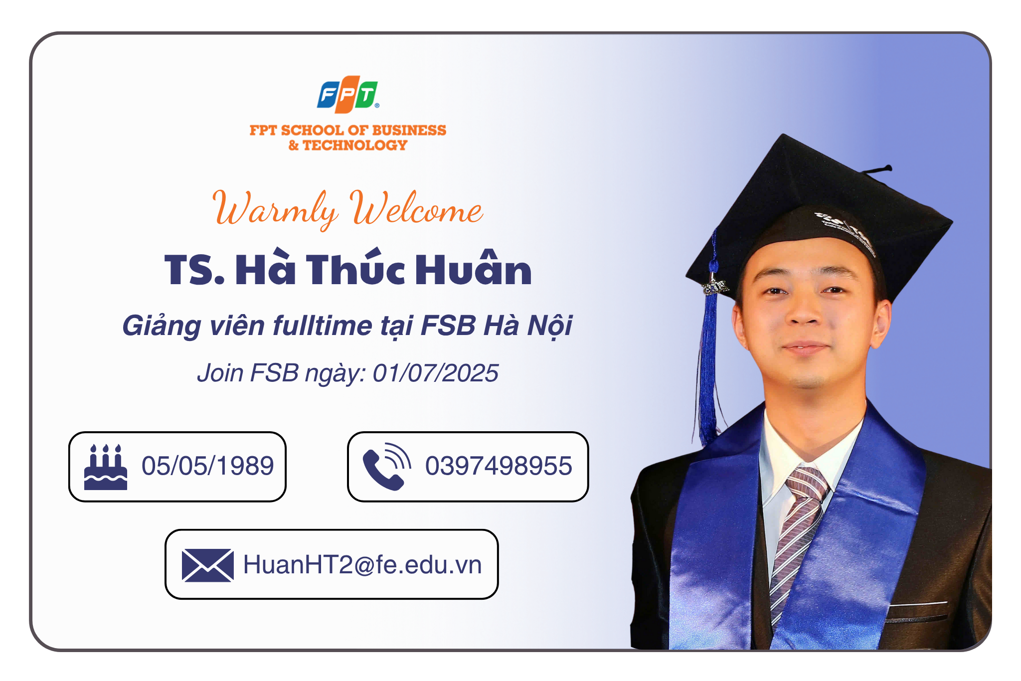FSB Hà Nội “nạp năng lượng mới” – Đón chào TS. Hà Thúc Huân gia nhập đội ngũ GV fulltime!
