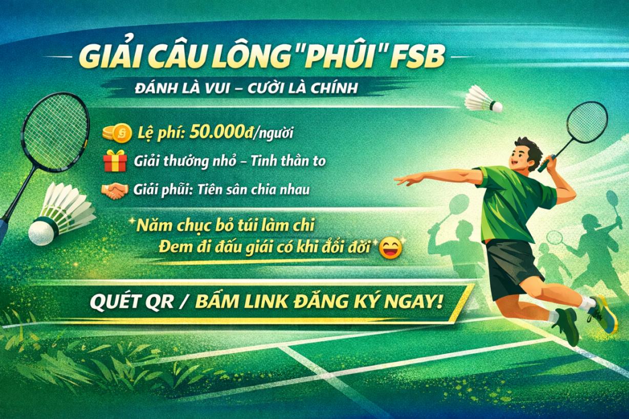 GIẢI CẦU LÔNG “PHỦI” FSB HCM – Lên deal trước Tết, bung sức cho đã!