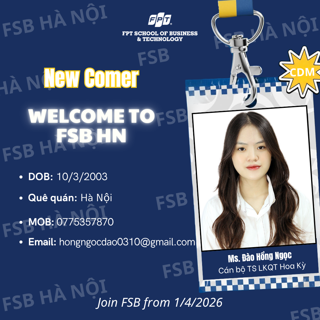 Welcome Ms “đá quý” Hồng Ngọc (Cán bộ P. TS LKQT Hoa Kỳ)