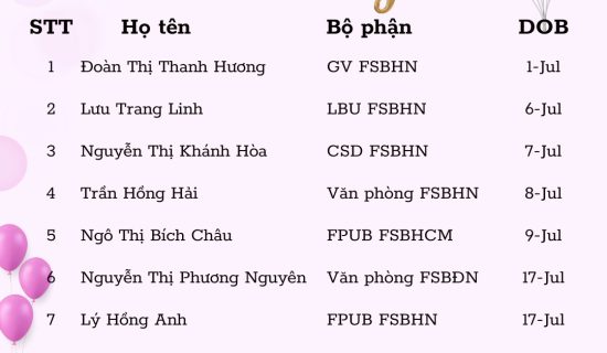Chúc mừng sinh nhật các Thiên thần FSB tháng 7