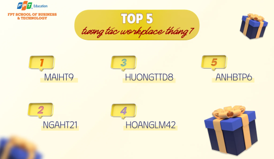 ​Chúc mừng Top 5 cán bộ tương tác năng nổ nhất tháng 7 